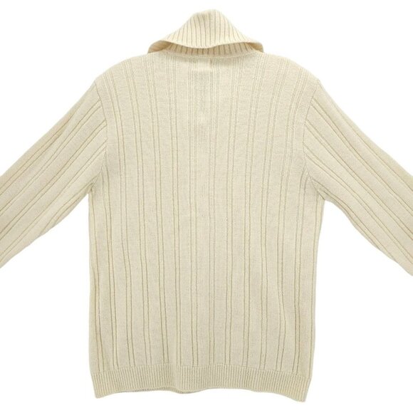 Vintage DRUMMOND Cream Wintuk Orlon Acrylic Cardigan Sweater Pockets LARGE - Picture 4 of 5